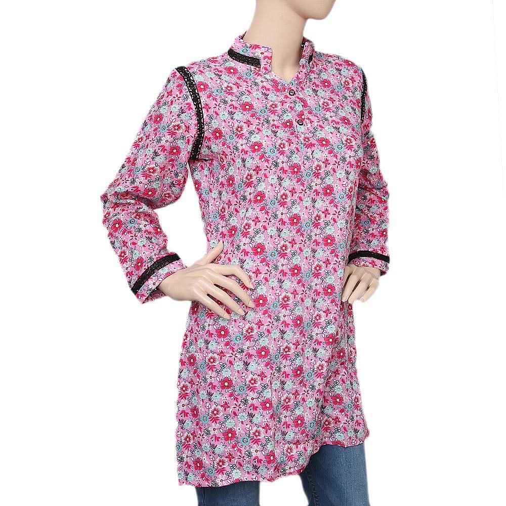 Women's Printed Boski Kurti - Pink - test-store-for-chase-value