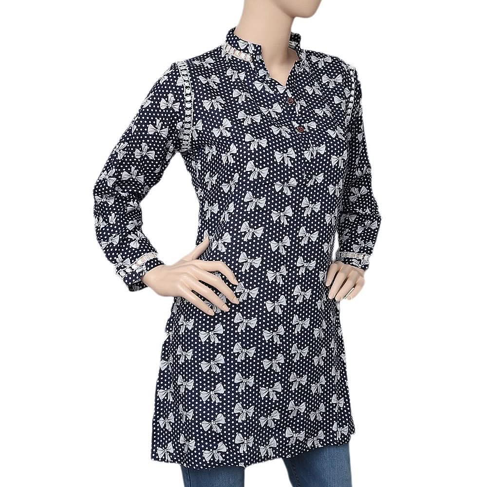 Women's Printed Boski Kurti - Blue - test-store-for-chase-value