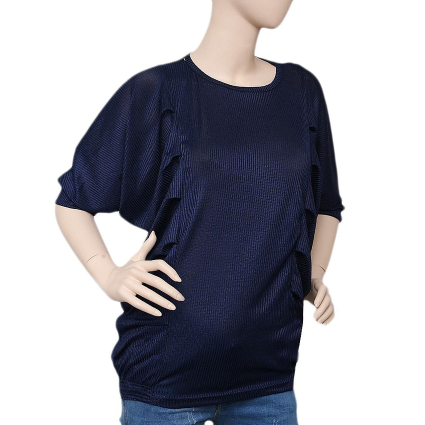 Women's Side Wrinkle Top - Navy Blue - Navy/Blue - test-store-for-chase-value