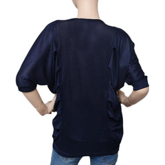 Women's Side Wrinkle Top - Navy Blue - Navy/Blue - test-store-for-chase-value