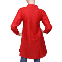 Women's Embroidered Short Kurti - Red - test-store-for-chase-value