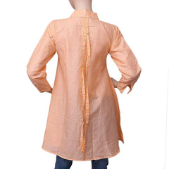 Women's Embroidered Short Kurti - Peach - test-store-for-chase-value