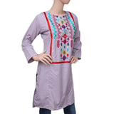 Women's Embroidered Kurti - Light Purple - test-store-for-chase-value