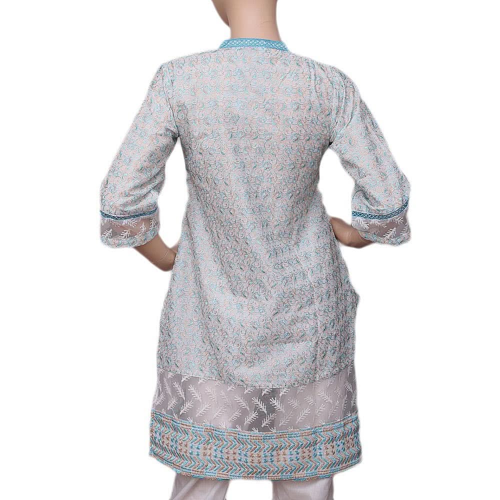 Women's Embroidered Fancy Kurti - Light Blue - test-store-for-chase-value