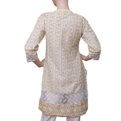 Women's Embroidered Fancy Kurti - Yellow - test-store-for-chase-value