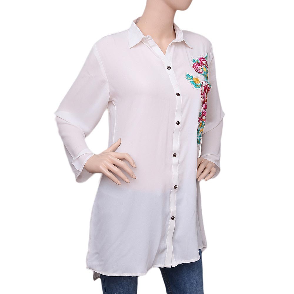 Women's Embroidered Shirt - White - test-store-for-chase-value