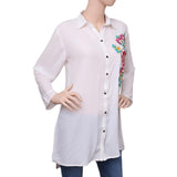 Women's Embroidered Shirt - White - test-store-for-chase-value