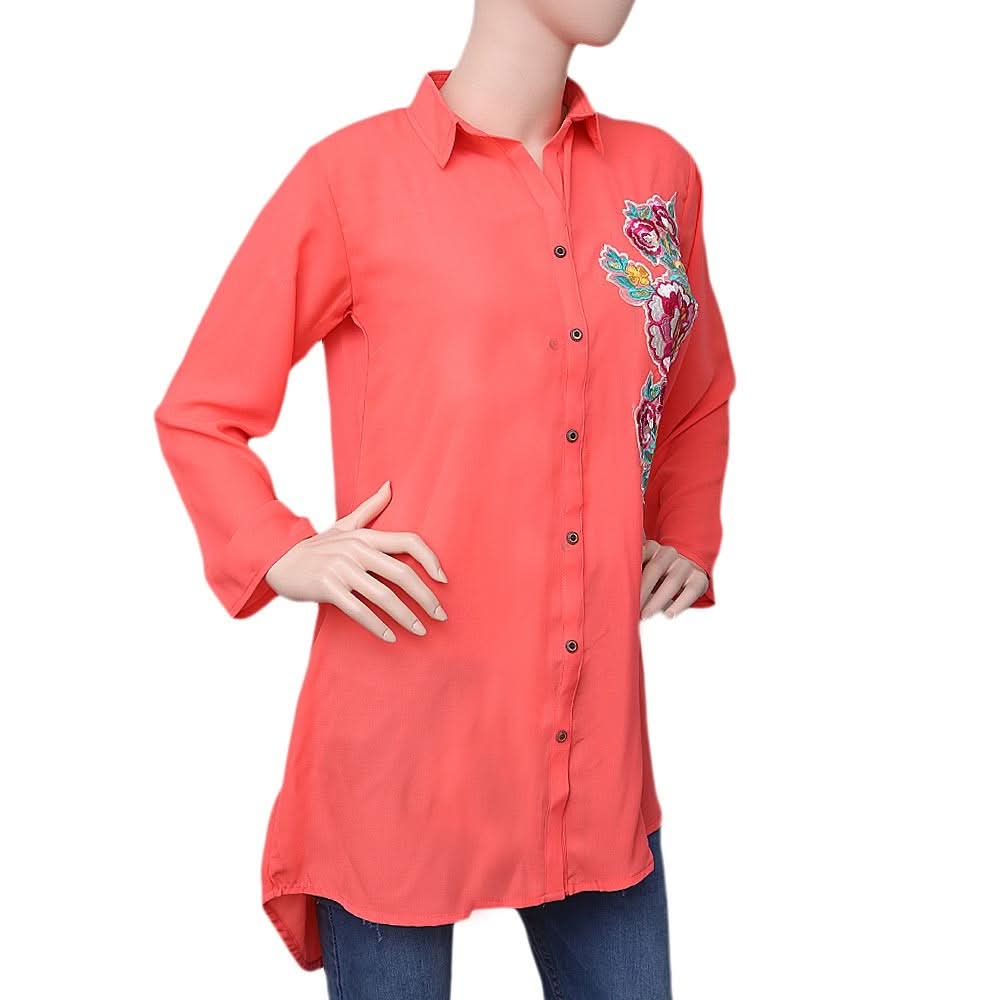 Women's Embroidered Shirt - Peach - test-store-for-chase-value