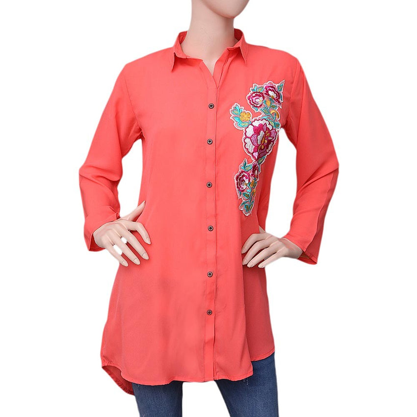 Women's Embroidered Shirt - Peach - test-store-for-chase-value