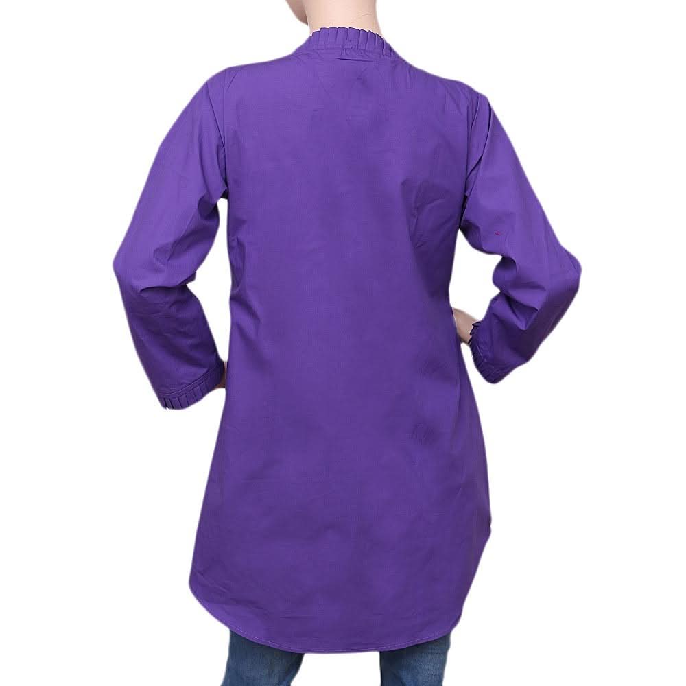 Women's Embroidered Short Kurti - Purple - test-store-for-chase-value