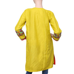Women's Embroidered Kurti - Yellow - test-store-for-chase-value