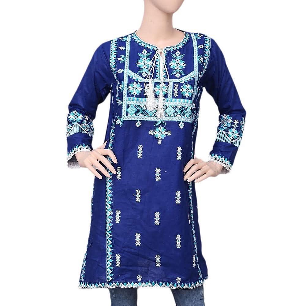 Women's Embroidered Kurti - Blue - test-store-for-chase-value