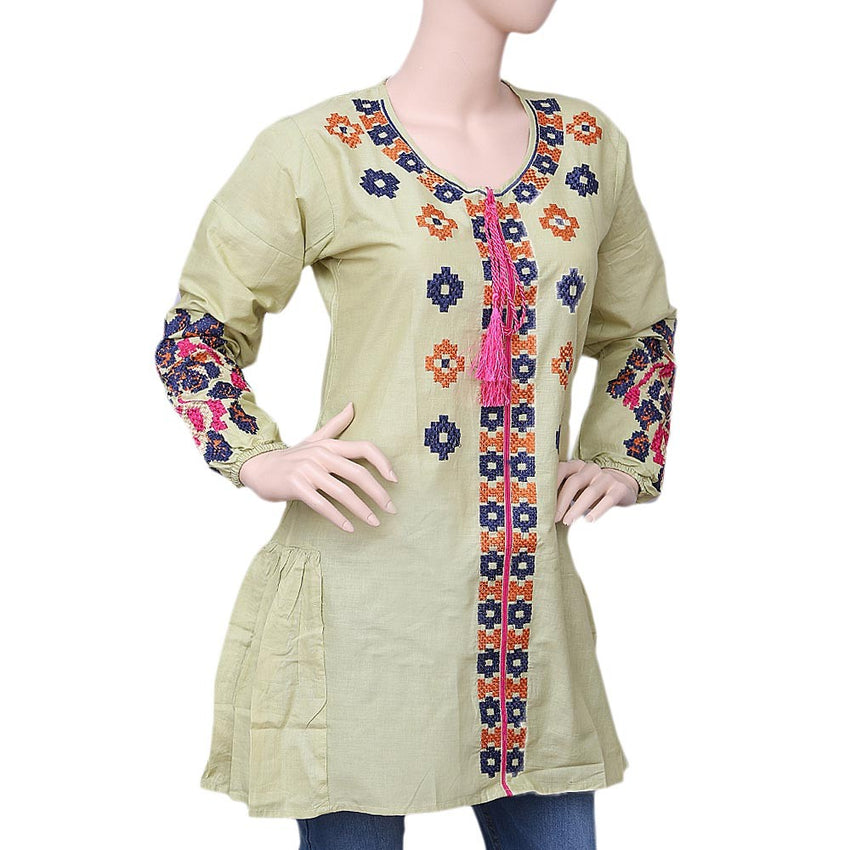 Women's Embroidered Kurti - Light Green - test-store-for-chase-value