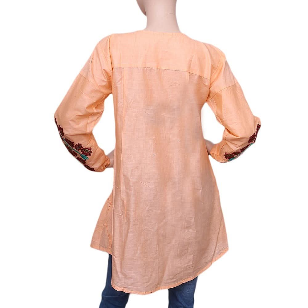 Women's Embroidered Kurti - Peach - test-store-for-chase-value