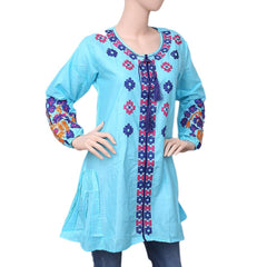 Women's Embroidered Kurti - Sky Blue - test-store-for-chase-value