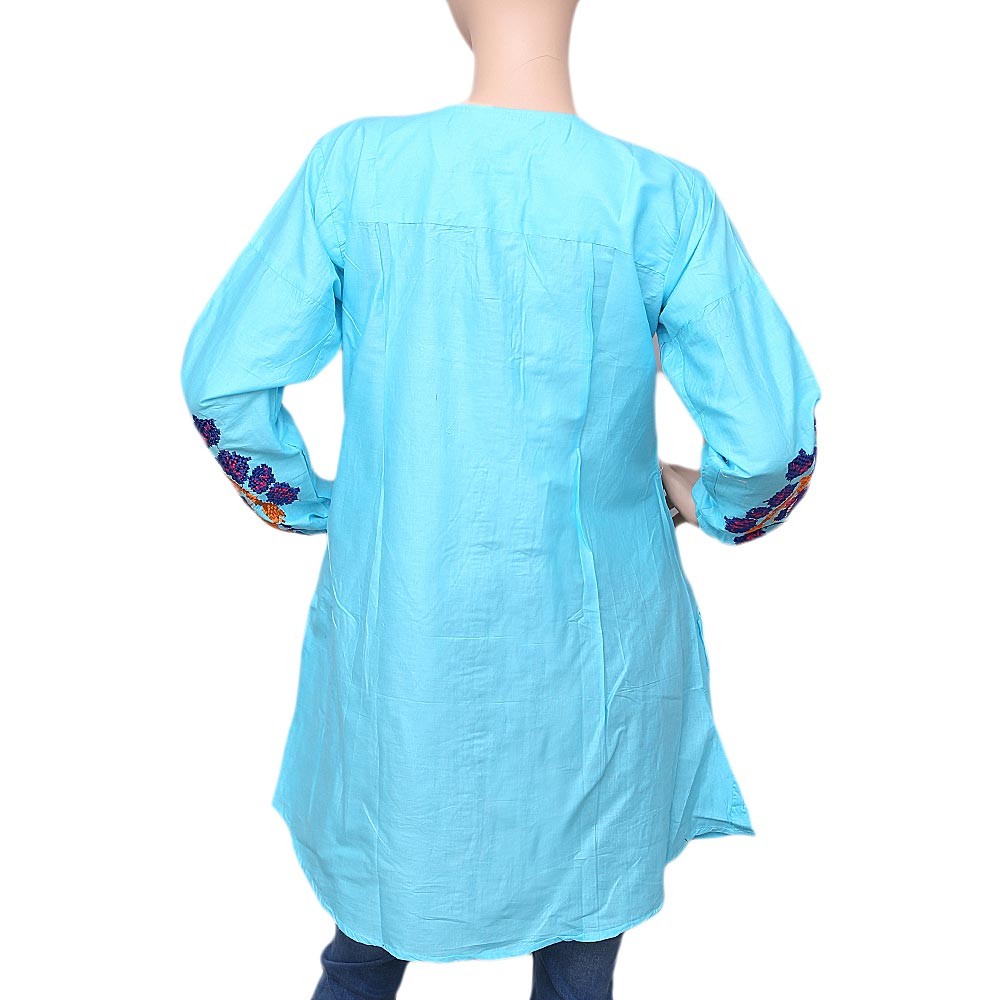 Women's Embroidered Kurti - Sky Blue - test-store-for-chase-value