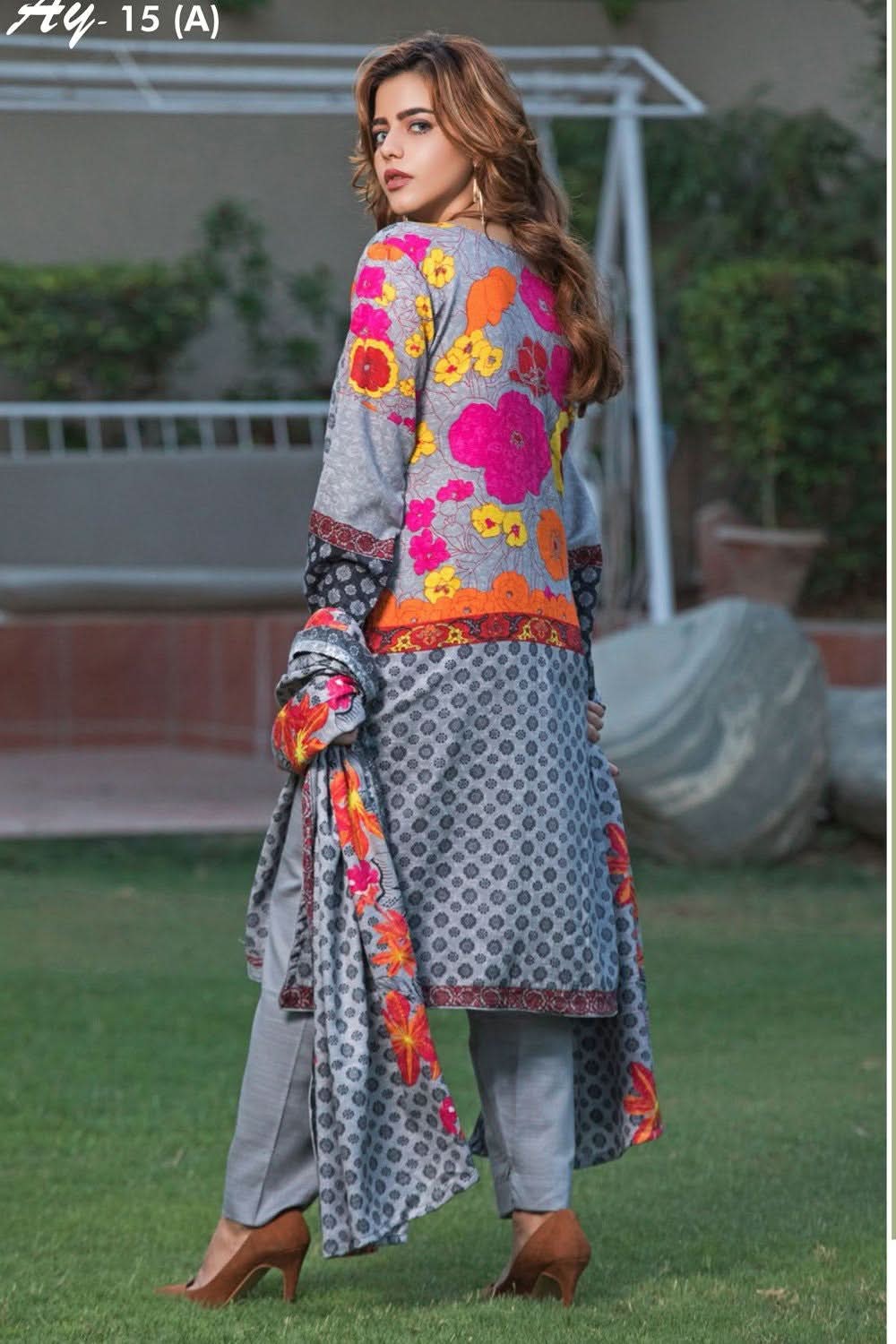 Rana Arts Khaddar Embroidered Suit With Shawl - AY-15-A - test-store-for-chase-value
