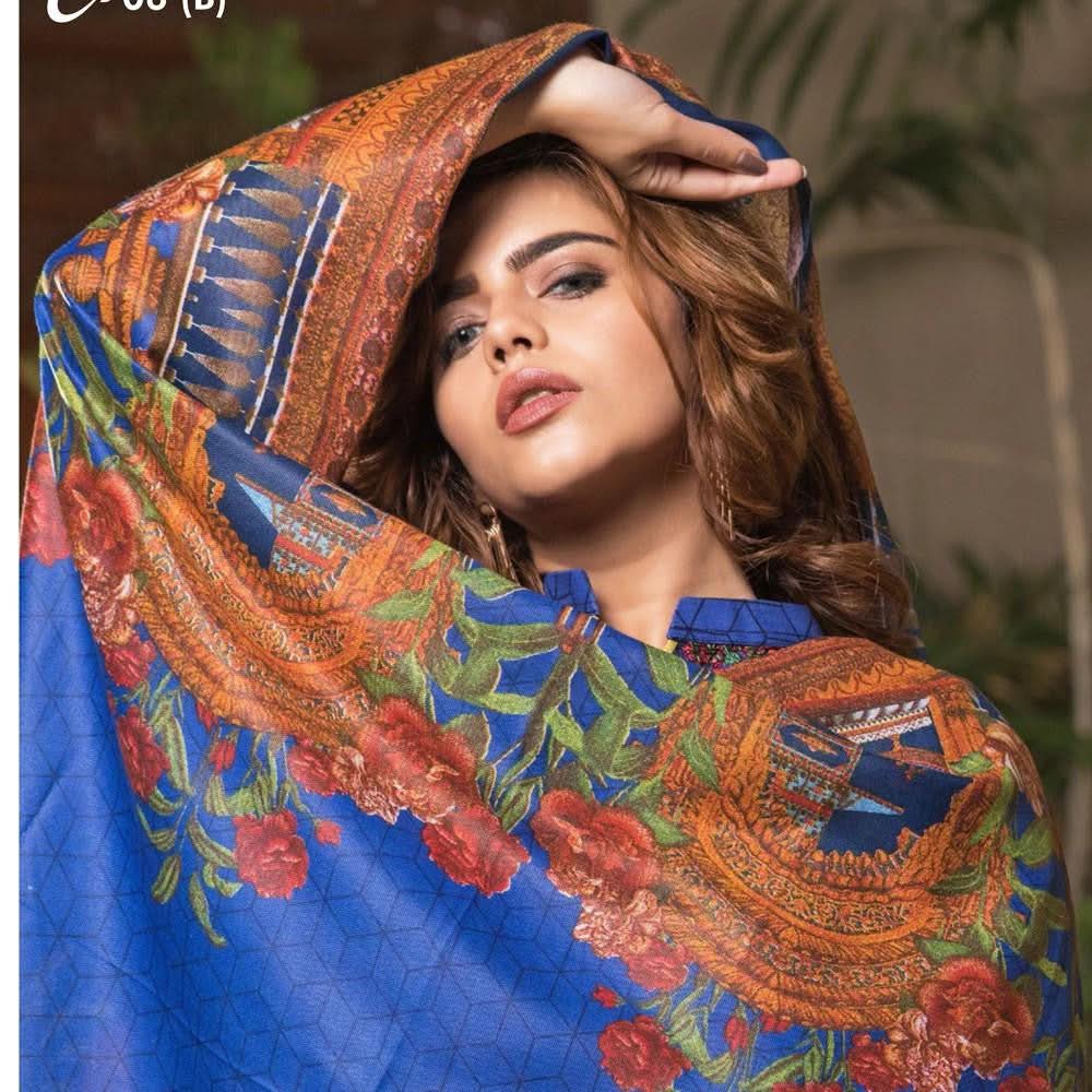 Rana Arts Khaddar Embroidered Suit With Shawl - C-06-B - test-store-for-chase-value