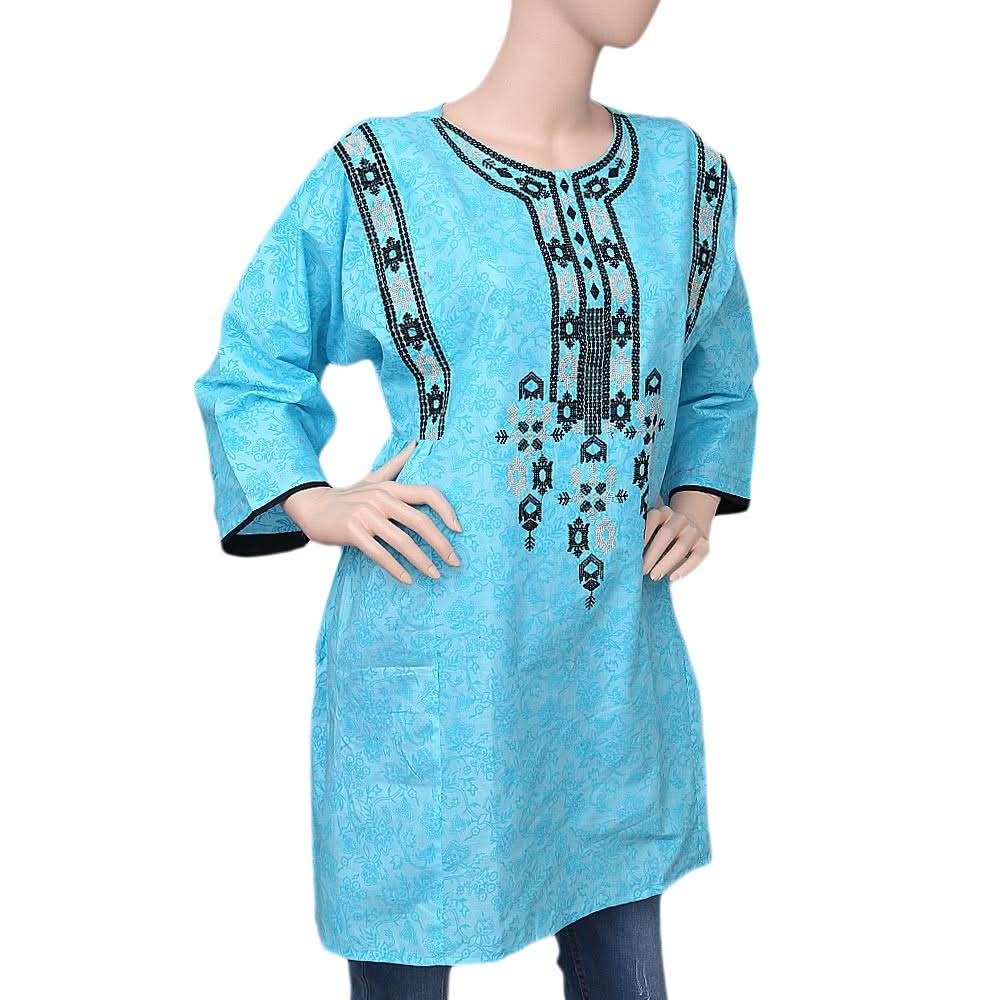 Women's Embroidered Kurti - Blue - test-store-for-chase-value