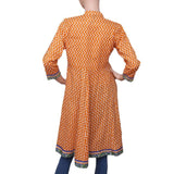 Women's Printed Cotton Kurti - Orange - test-store-for-chase-value
