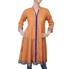 Women's Printed Cotton Kurti - Orange - test-store-for-chase-value