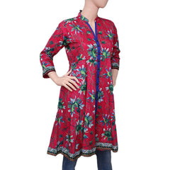 Women's Printed Cotton Kurti - Pink - test-store-for-chase-value