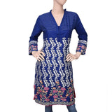 Women's Embroidered Cotton Kurti - Blue - test-store-for-chase-value