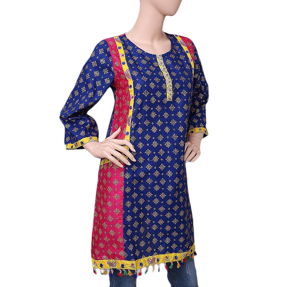 Women's Printed Kurti - Blue - test-store-for-chase-value