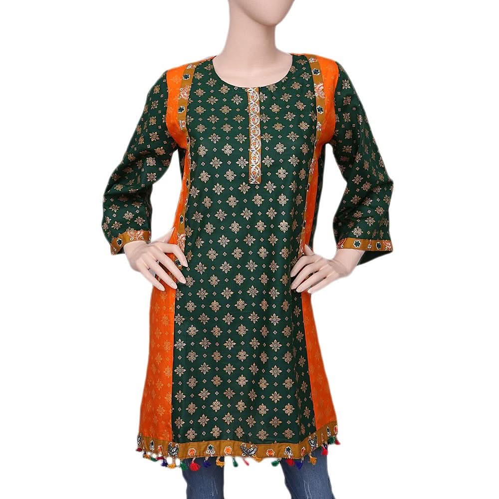 Women's Printed Kurti - Green - test-store-for-chase-value
