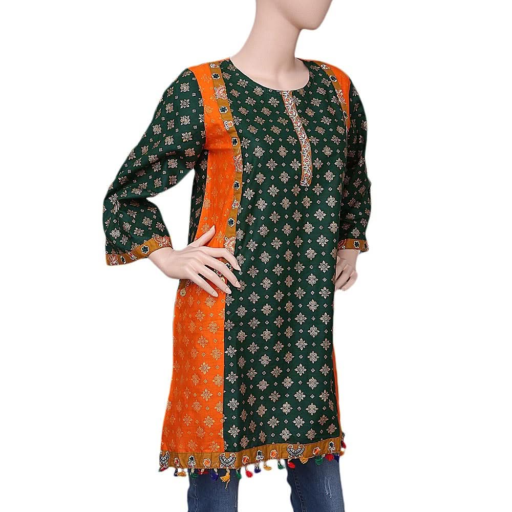 Women's Printed Kurti - Green - test-store-for-chase-value