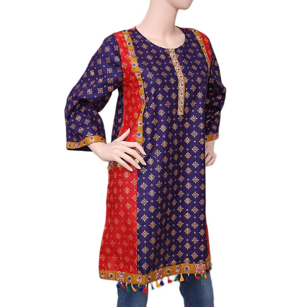 Women's Printed Kurti - Purple - test-store-for-chase-value