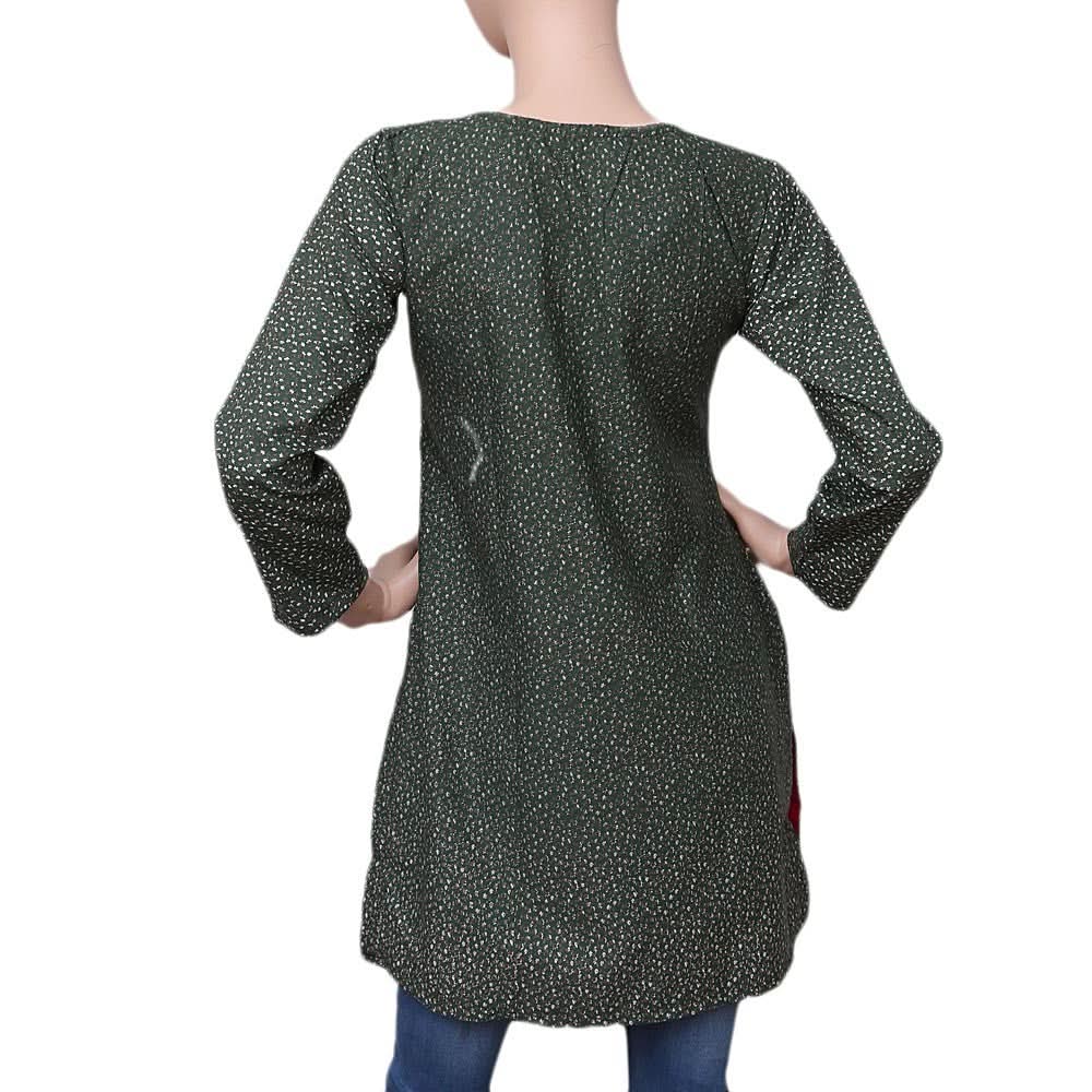 Women's Embroidered Cotton Kurti - Green - test-store-for-chase-value