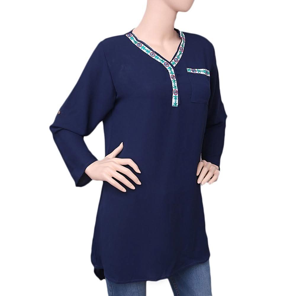Women's Georgette Embroidered Top - Navy Blue - Navy/Blue - test-store-for-chase-value
