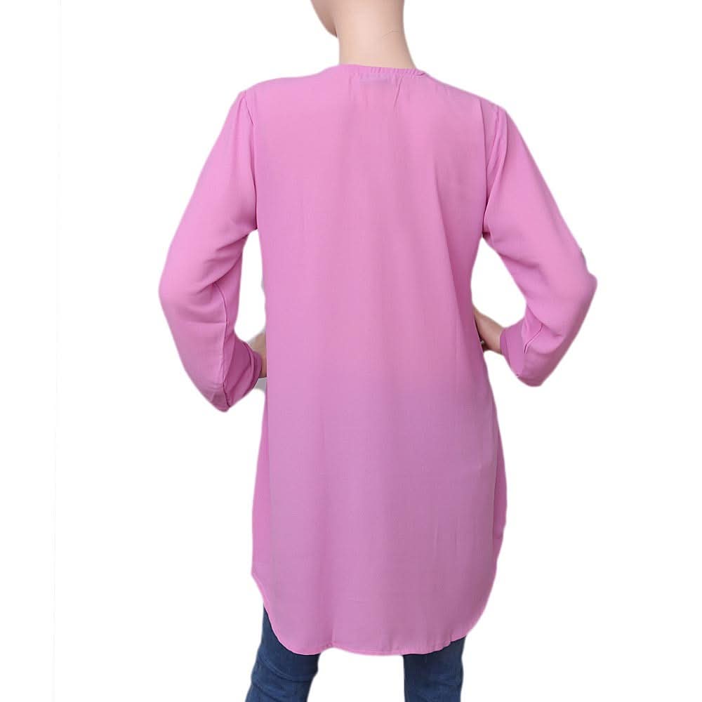 Women's Georgette Embroidered Top - Purple - test-store-for-chase-value
