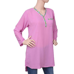 Women's Georgette Embroidered Top - Purple - test-store-for-chase-value
