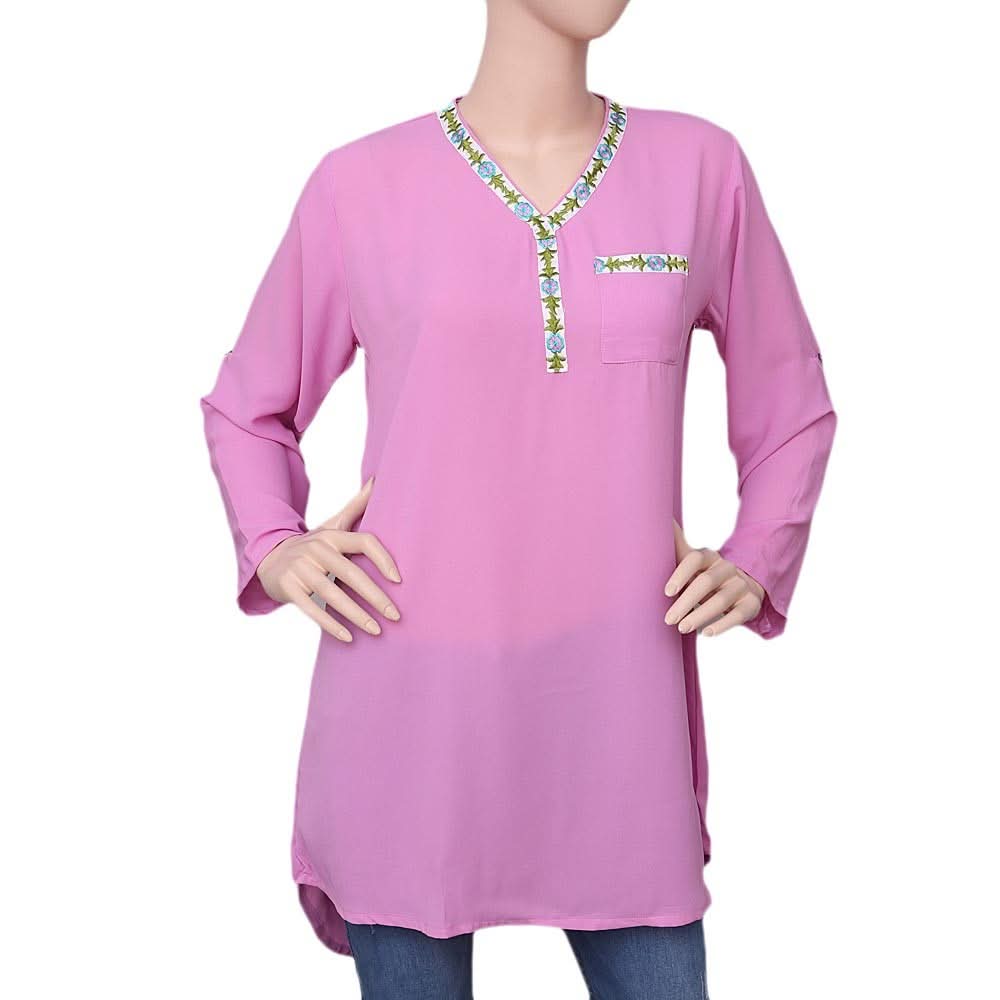 Women's Georgette Embroidered Top - Purple - test-store-for-chase-value