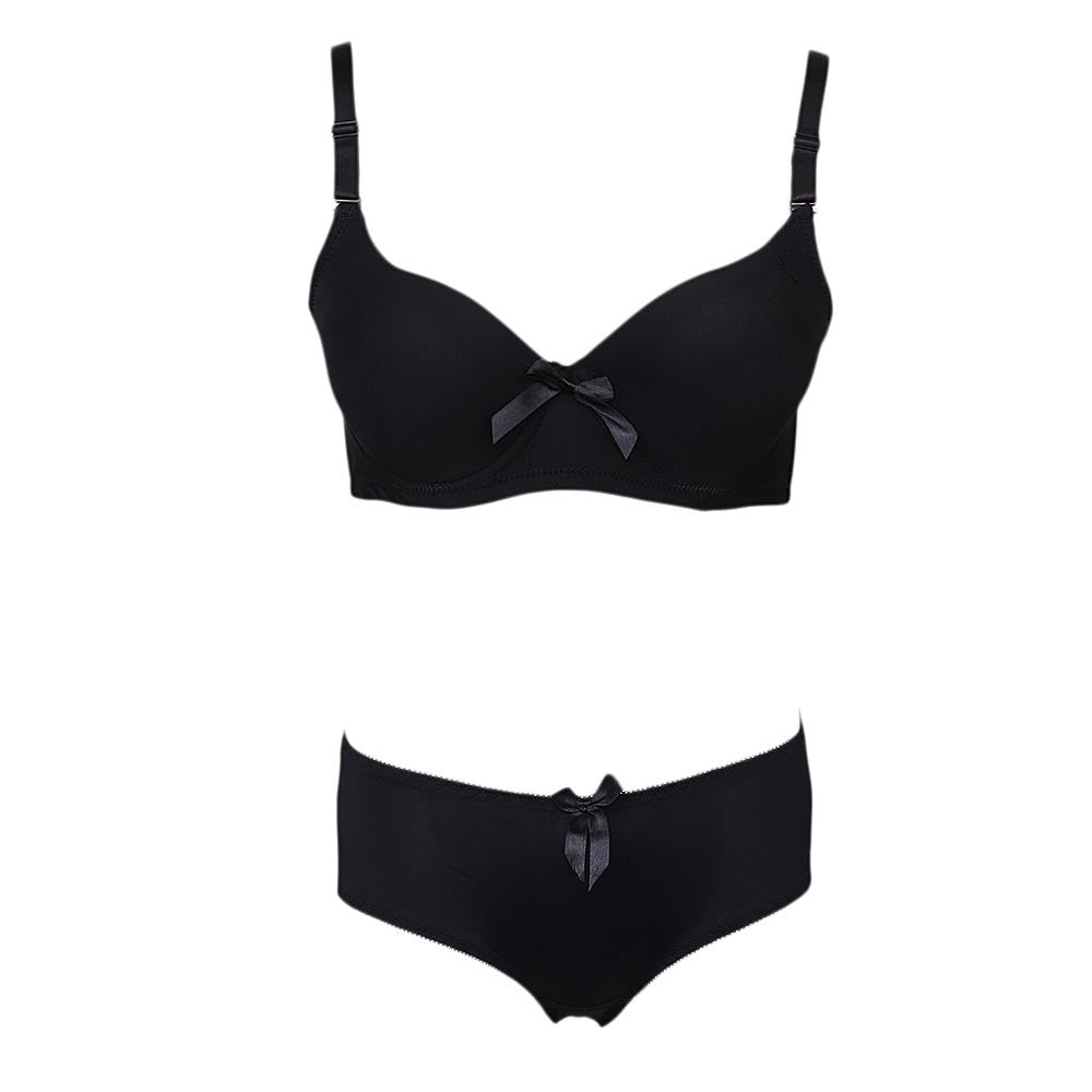 Women's Ring Foam Bra & Panty Set - Black - test-store-for-chase-value