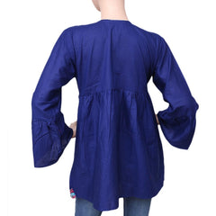 Women's Embroidered Short Kurti - Blue - test-store-for-chase-value