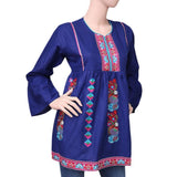 Women's Embroidered Short Kurti - Blue - test-store-for-chase-value