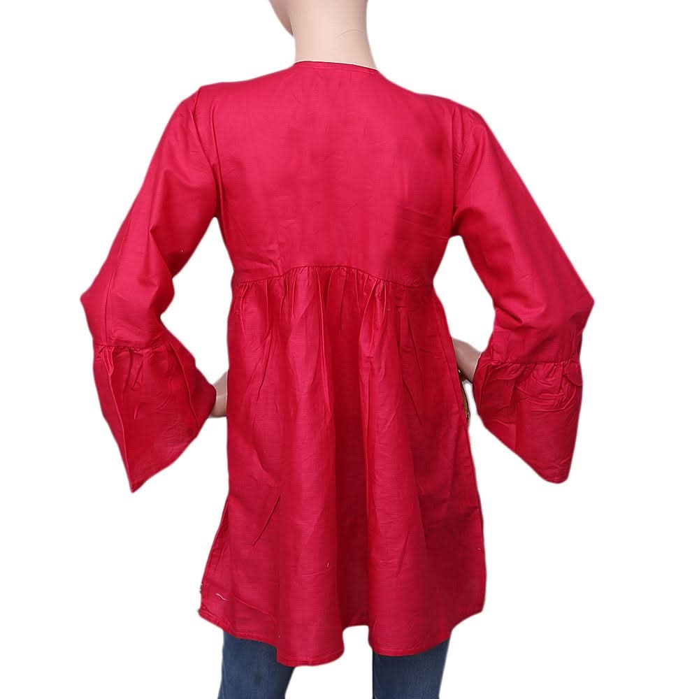 Women's Embroidered Short Kurti - Dark Pink - test-store-for-chase-value