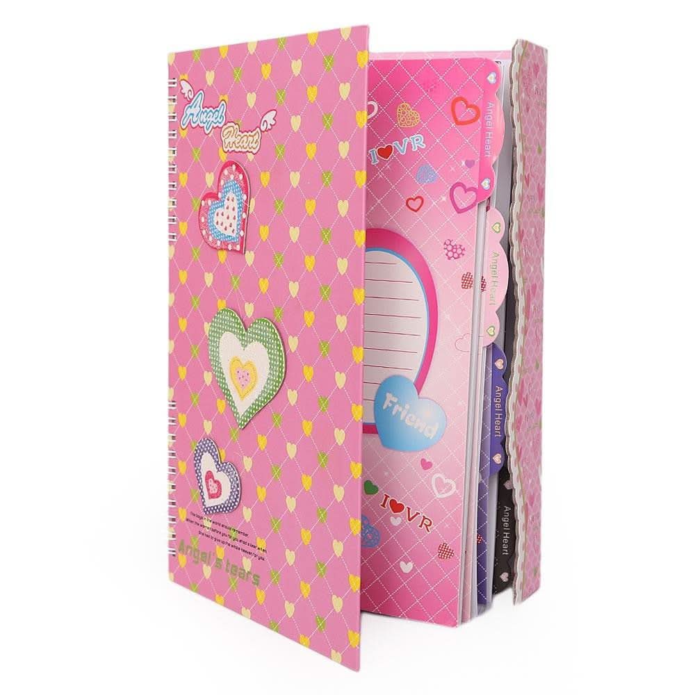 Angel Heart Secret Diary Notebook for Girls - Pink - test-store-for-chase-value