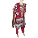 Women's Embroidered 3 Piece Stitched Suit - Purple - test-store-for-chase-value
