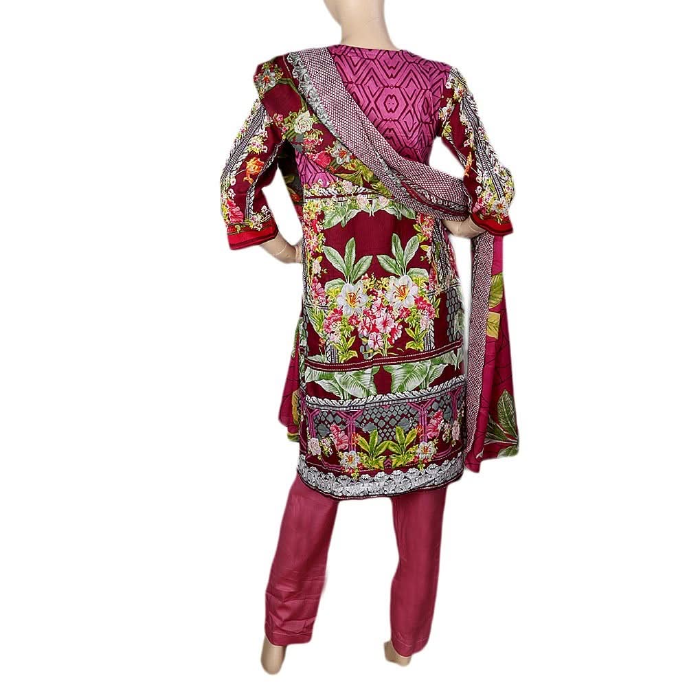 Women's Embroidered 3 Piece Stitched Suit - Purple - test-store-for-chase-value