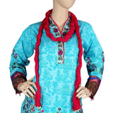 Women's Fancy Embroidered 3 Piece Stitched Suit - Blue - test-store-for-chase-value