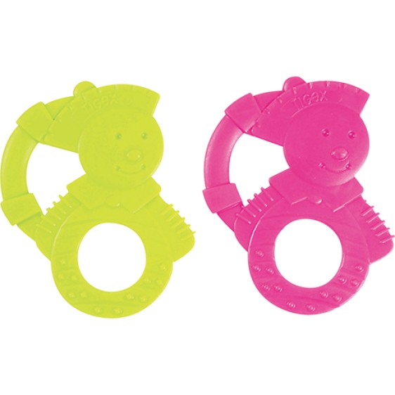 Tigex Baby Mousse teething ring for first teeth - Green & Pink - test-store-for-chase-value