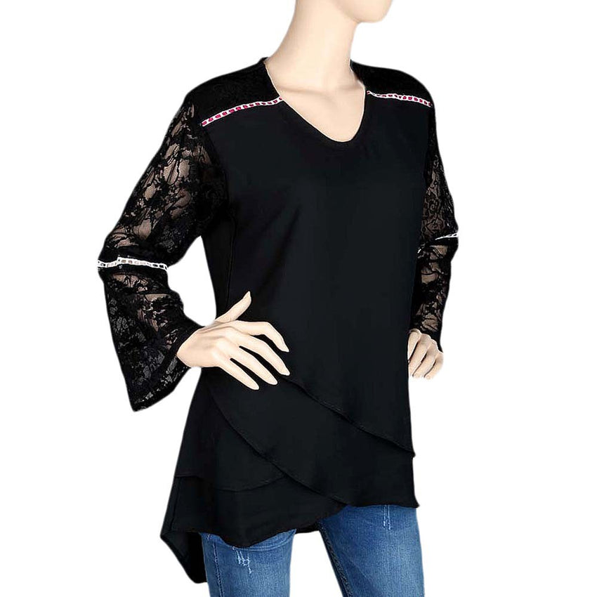 Women's Fancy Georgette Top - Black - test-store-for-chase-value