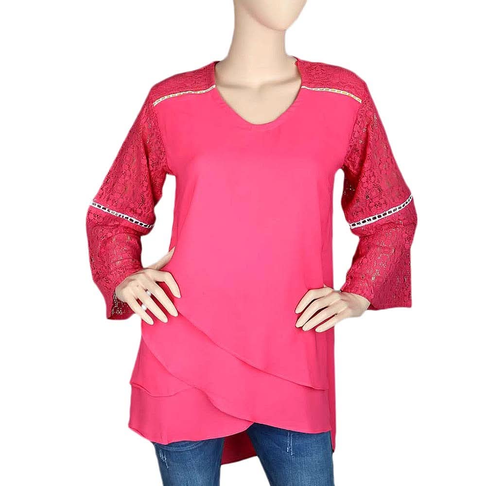 Women's Fancy Georgette Top - Pink - test-store-for-chase-value
