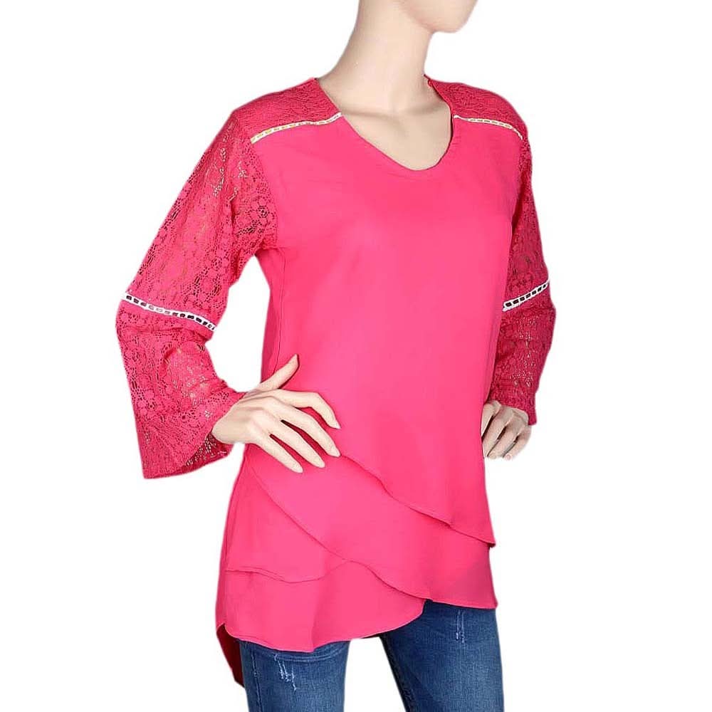 Women's Fancy Georgette Top - Pink - test-store-for-chase-value
