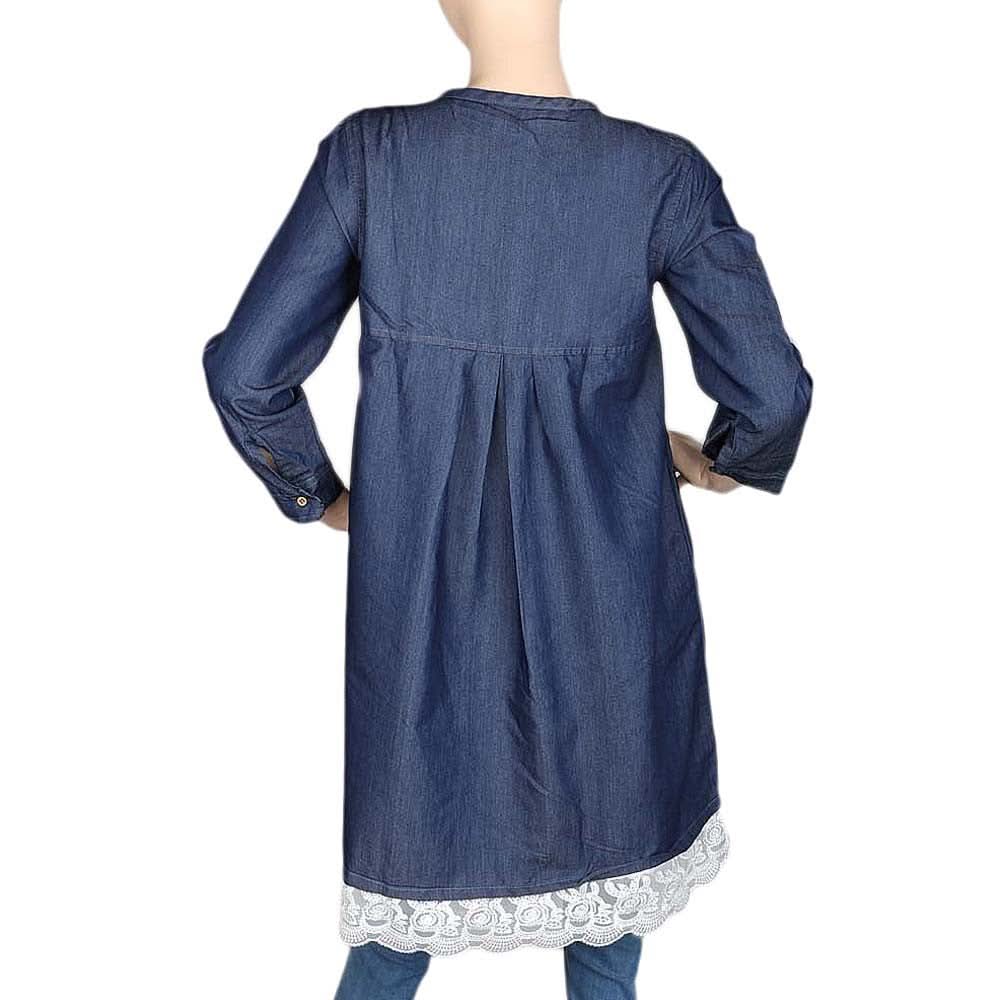 Women's Embroidered Denim Kurti - Blue - test-store-for-chase-value