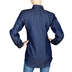 Women's Embroidered Denim Shirt - Blue - test-store-for-chase-value